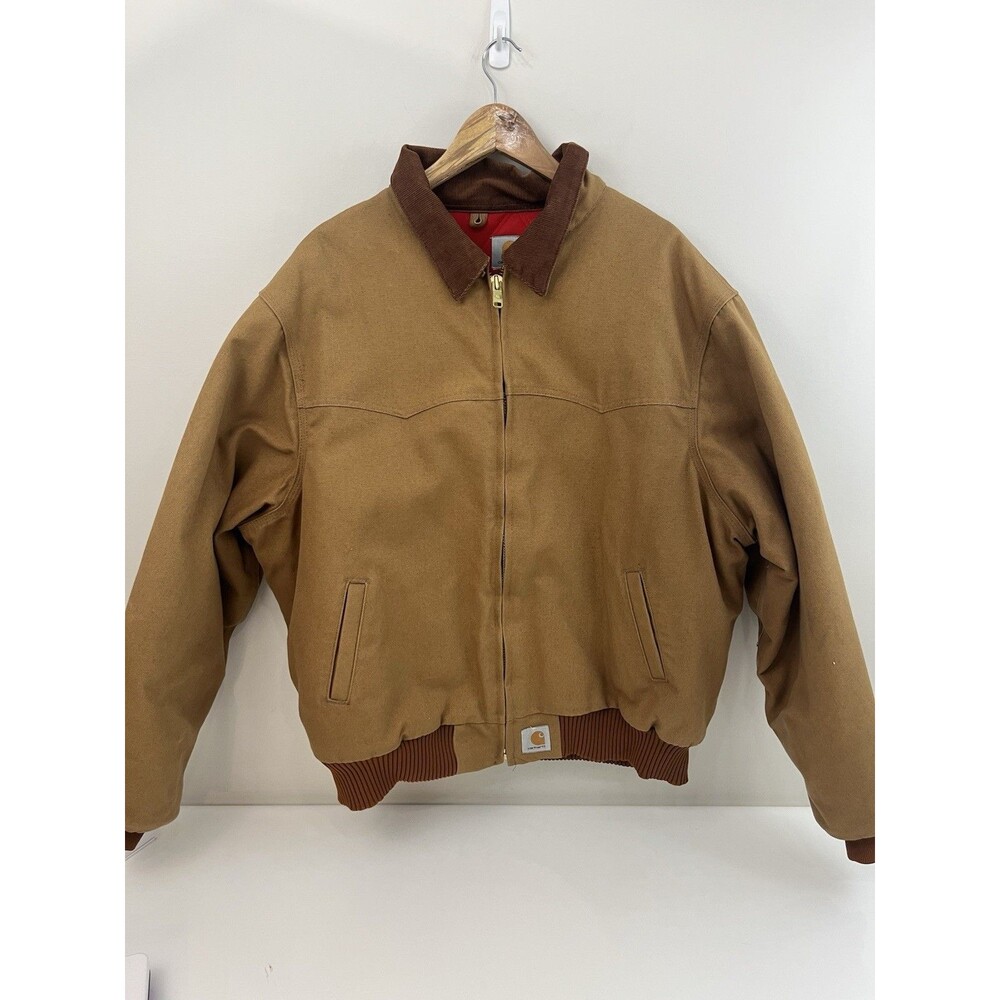 Vintage Carhartt J13 BRN Santa Fe Jacket Red Fleece Lined XL (?) Workwear No Tag